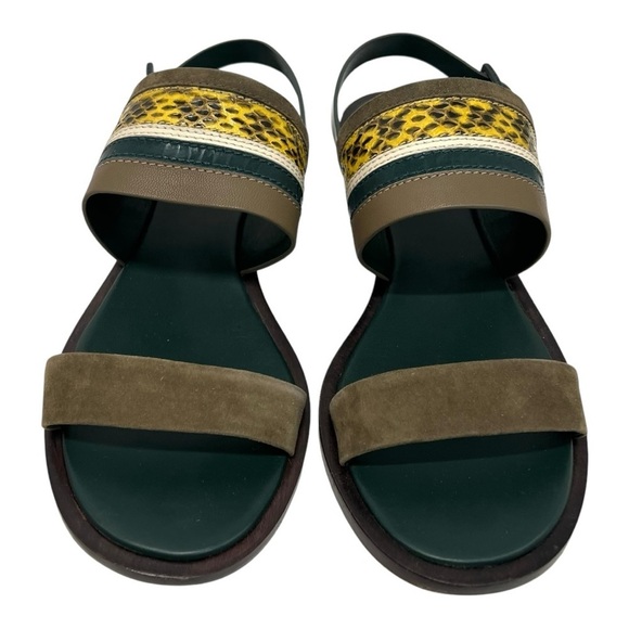 Tory Burch Edina Green Leather Colorblock Slingback Soho Lux Sandals Women’s 8.5 - Picture 4 of 16
